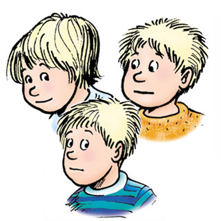 Christopher, Richard and Leah are little white kids with blonde hair.