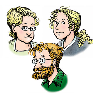 Dan Cruikshank is a middle-aged man with red hair and a beard. Bev is a middle-aged white woman with sandy blonde hair. Their daughter Laura has long, sandy blonde hair.