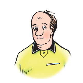 Greg is a balding, middle-aged white man with a combover.