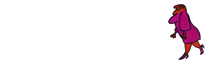 Pink animated lady, walking.